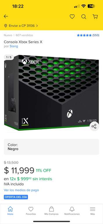 Mercado Libre Xbox Series X $9999 con Banamex 
