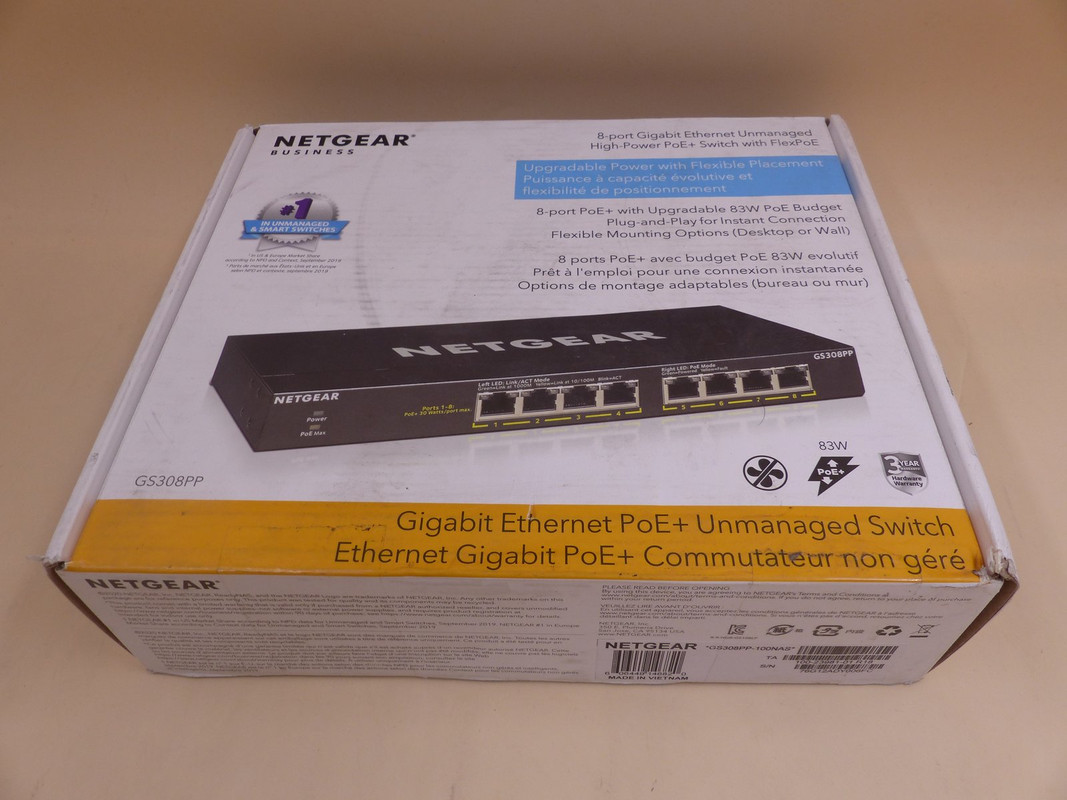 NETGEAR GS308PP-100NAS 8 GIGABIT ETHERNET UNMANAGED POE SWITCH | MDG Sales,  LLC