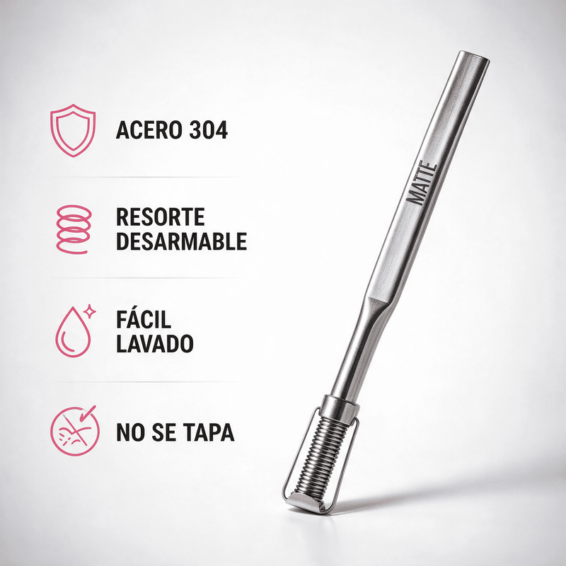 Bombilla Large de acero con resorte desarmable Matte
