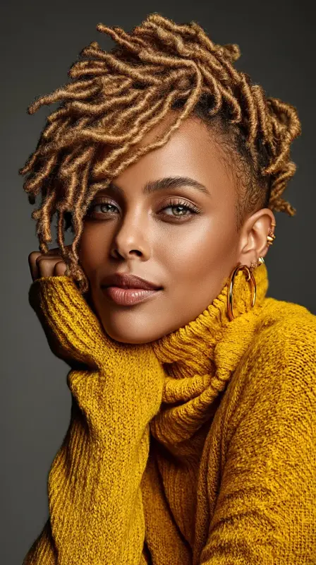 Glorious Golden Sway: A Dance of Elegance - black women side part