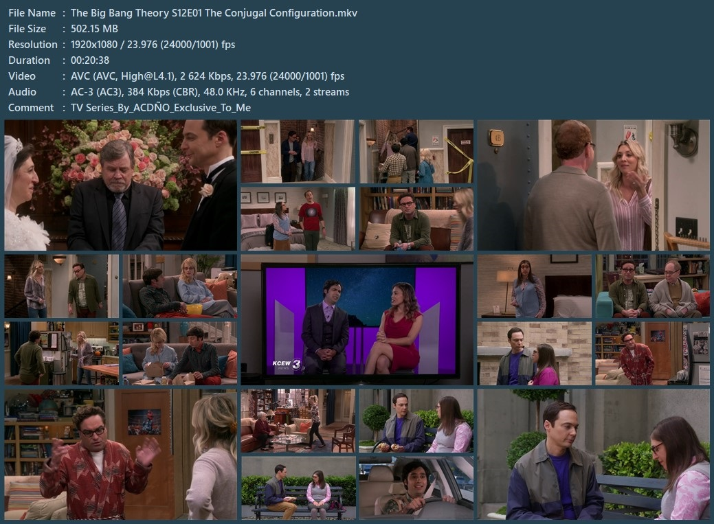 The Big Bang Theory S12E01 x264 & x265 10Bits 1080p Dual The Big Bang Theory S12E01 x264 & x265 10Bits 1080p Dual