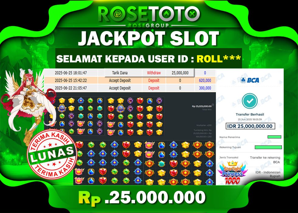 ROSETOTO JACKPOT SLOT STARLIGHT PRINCESS 1000 Rp.25.000.000.,- LUNAS