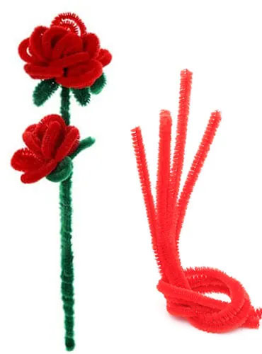 LimpiaPipas o Chelines gamuzados tono Rojo, para Decoración de m