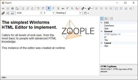 Zoople HTML Editor .NET for Winforms 1.9.1.244