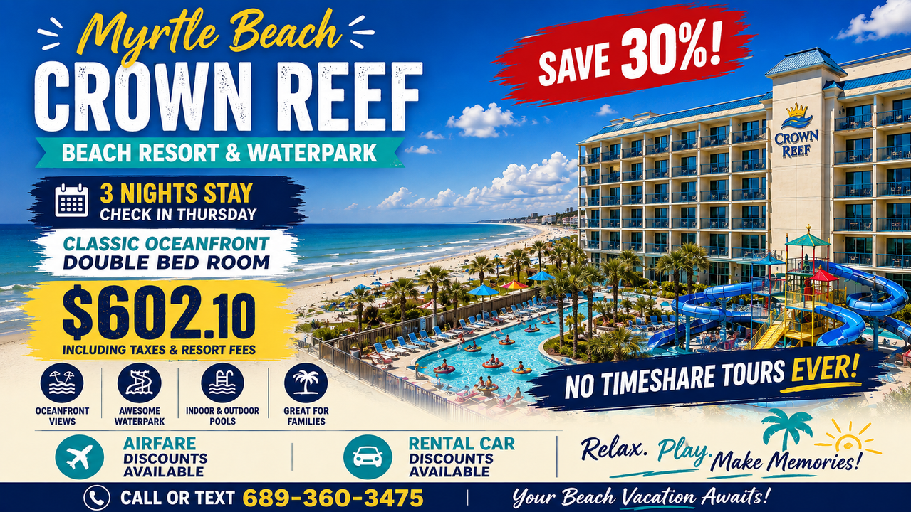 Crown Reef Beach Resort and Waterpark Myrtle Beach vacation deal