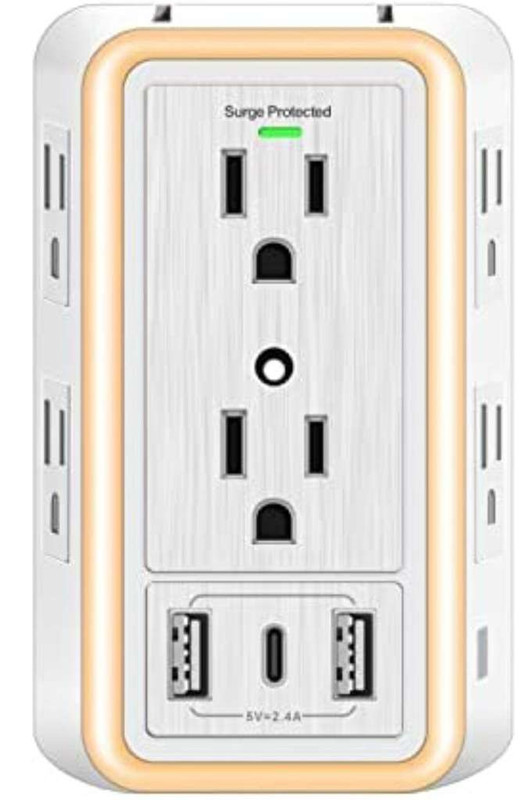 Amazon: Multicontacto con 6 enchufes + 2 puertos USB A + puerto USB C + lámpara atenúable