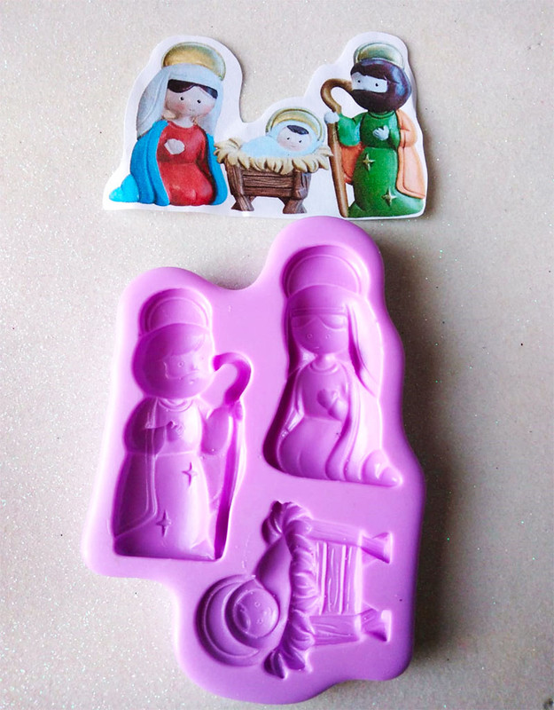 Molde silicona pesebre 6.5cm nacimiento navidad para artesanías