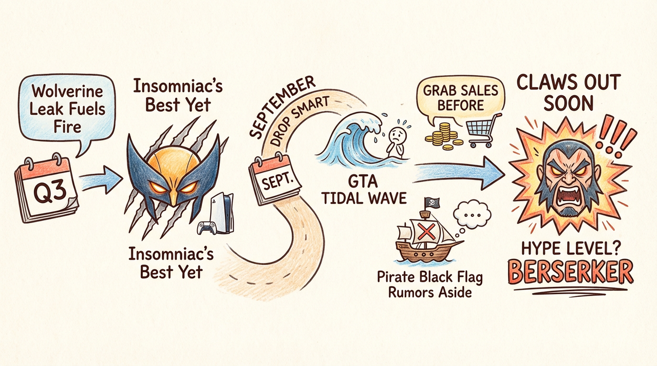 Fierce Wolverine claws extended in dramatic action pose, embodying the upcoming PS5 exclusive intensity