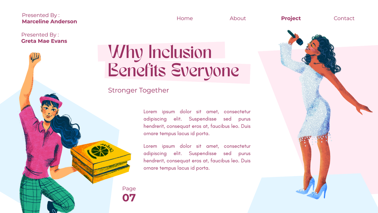 Pink and Blue Handdrawn Women in Every Profession Presentation