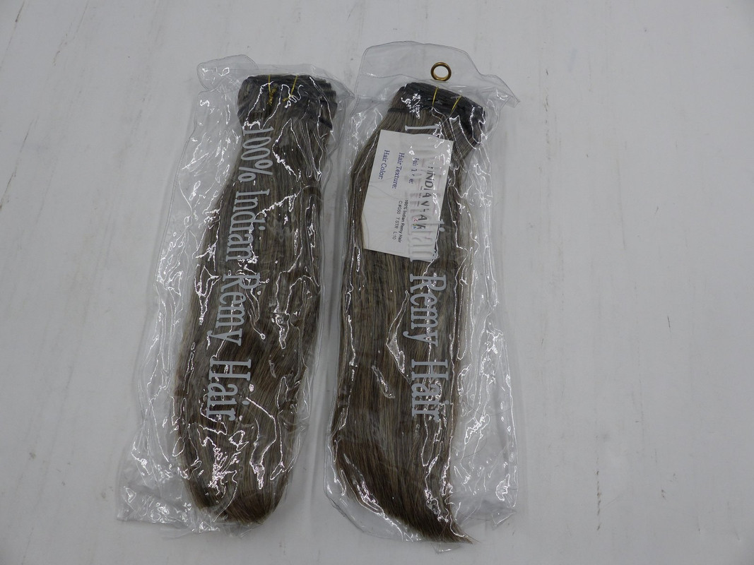 LOT OF 2 EINDIANHAIR 10" DARK GREY STRAIGHT HAIR EXTENSION WEFT