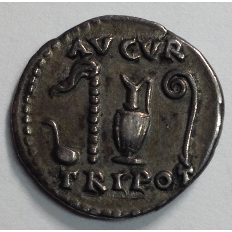 Denario de Vespasiano. AVGVR TRI POT. Elementos sacerdotales. Roma 9563-E6-AD-9-CA6-4-BCF-BC6-B-13-C2-D7-FE92-F3