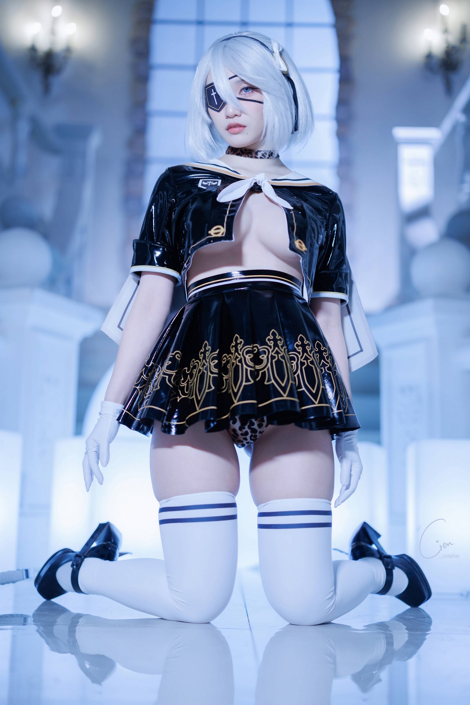 Cien恩恩 2B JK School Uniform Cosplay 高清写真（32P｜15MB）插图7