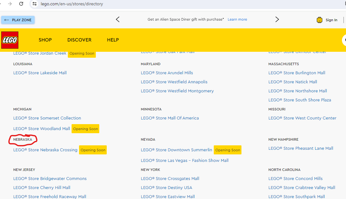 LEGO store coming soon Omaha