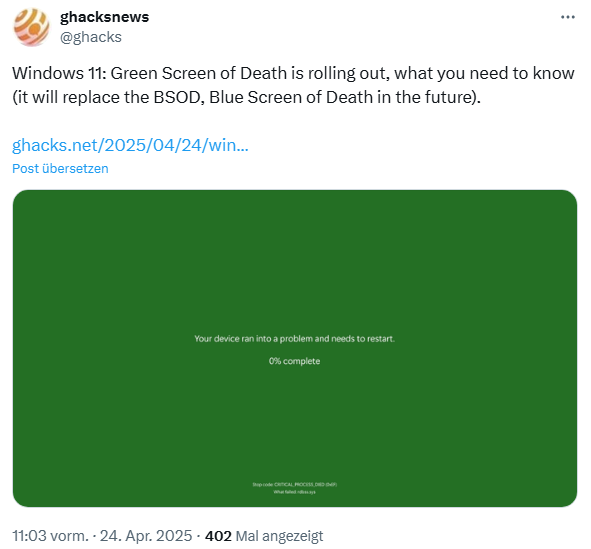 GreenScreen in Windows 11