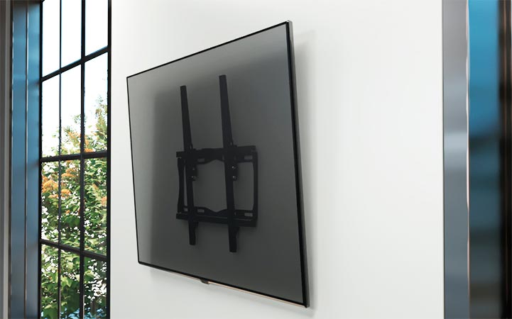 Detalle del nivel de burbuja integrado en el soporte Xtech para una fácil instalación.