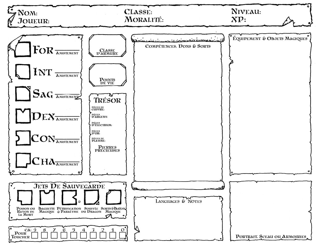 Feuille de Personnage D&D BX (Custom)