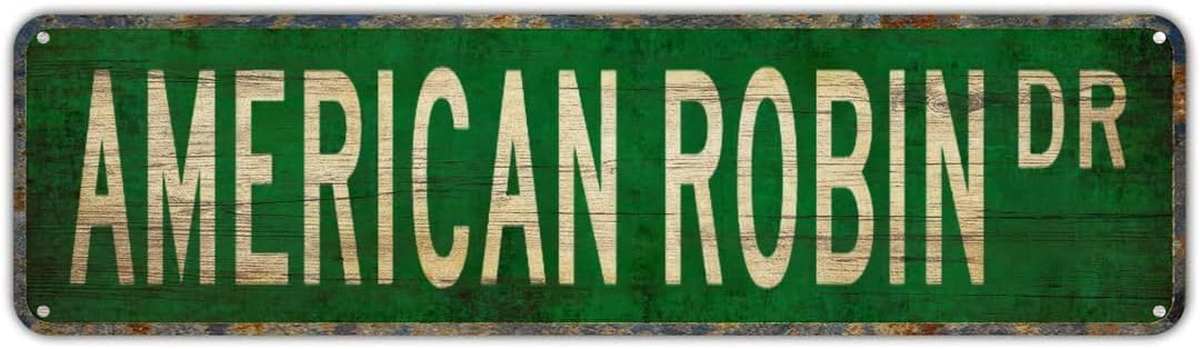 Vintage Metal Tin Sign American Robin Drive Street Sign Retro Wall Decor