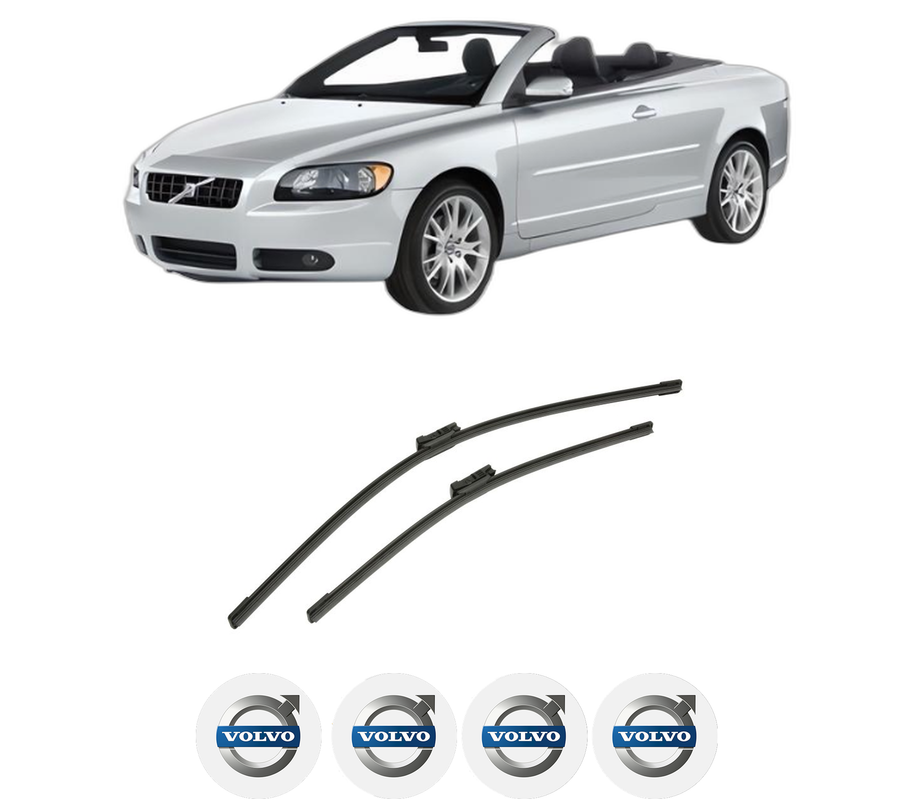 Set stergatoare auto VOLVO C70 II Convertible (542) din 2006-2013, pentru parbriz auto, 2 bucati, Bosch Aerotwin, din cauciuc siliconat rezistent, 4 Stickere Auto VOLVO