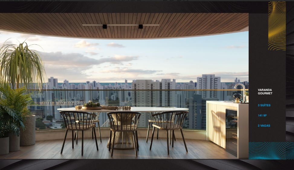 Varanda gourmet com vista panorâmica do apartamento Mirage Recife
