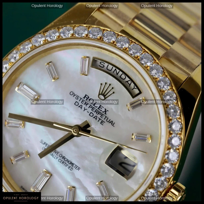 Rolex Day-Date 40 Mother of Pearl 18K Gold Plated Diamond Bezel