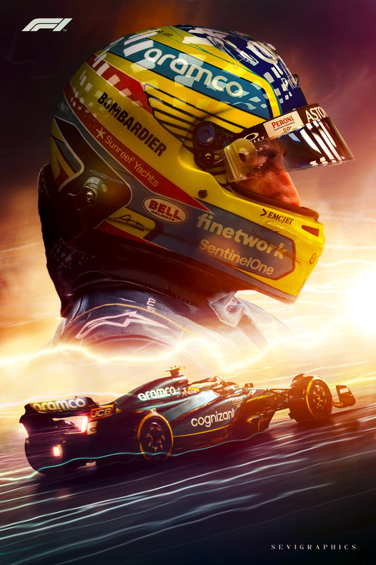 Alonso Fernando - Aston Martin 2023 Poster por @SeviGraphics