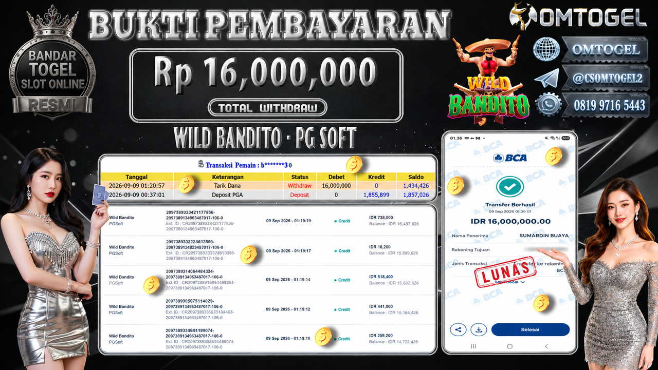 OMTOGEL JACKPOT PG SOFT WILD BANDITO Rp.16,000,000,- DIBAYAR LUNAS