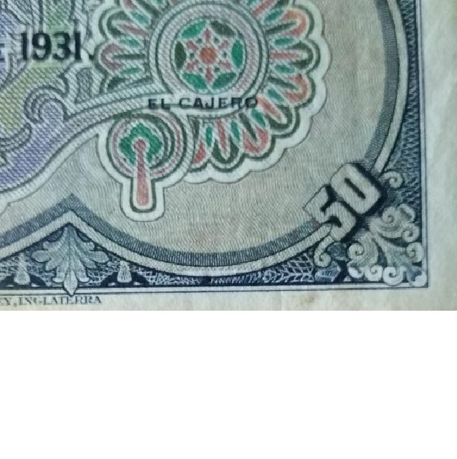 50 Ptas de 1931 con ERROR 50-03