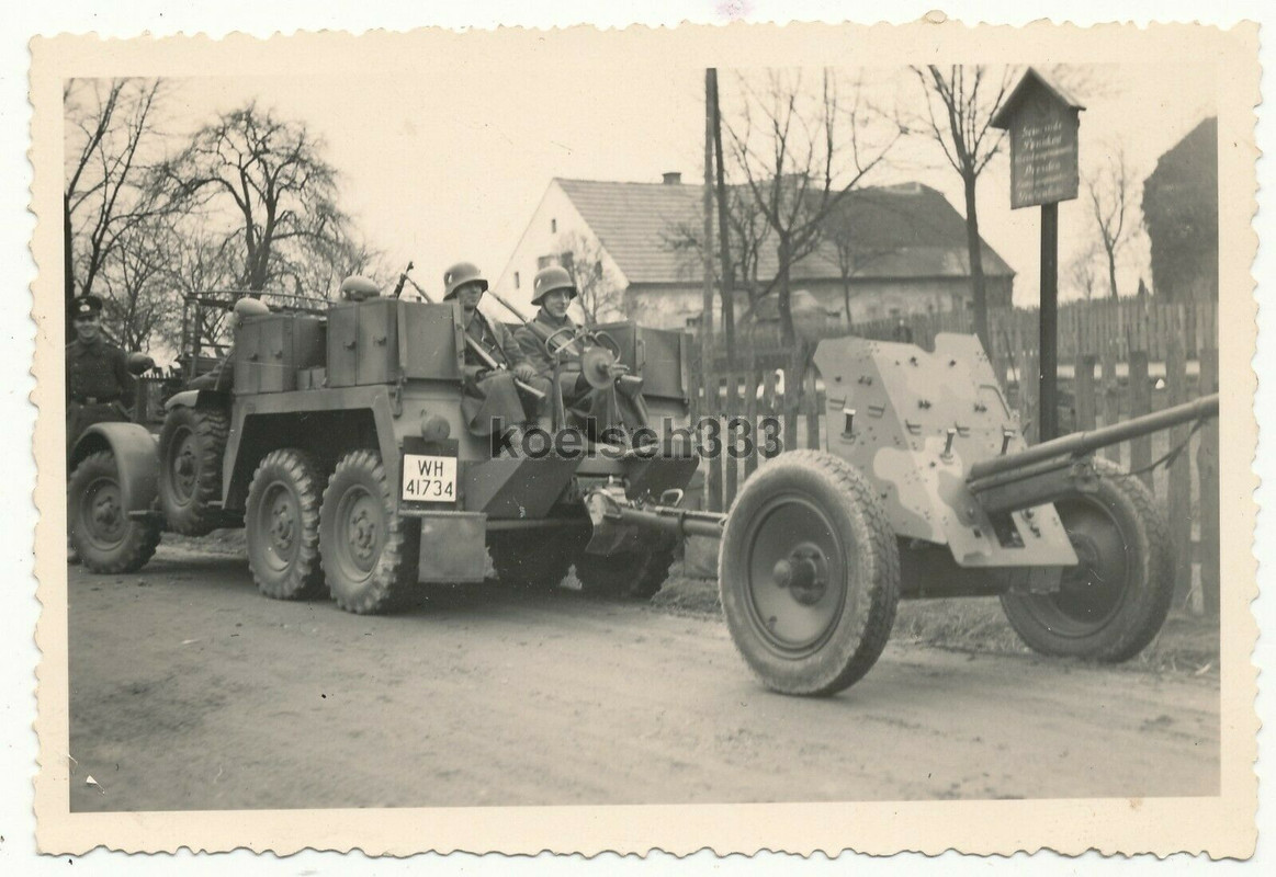 !Foto Krupp LKW Protze mit 3,7cm PaK Geschütz Fahrzeug der Panzer Abwehr Abt. 14