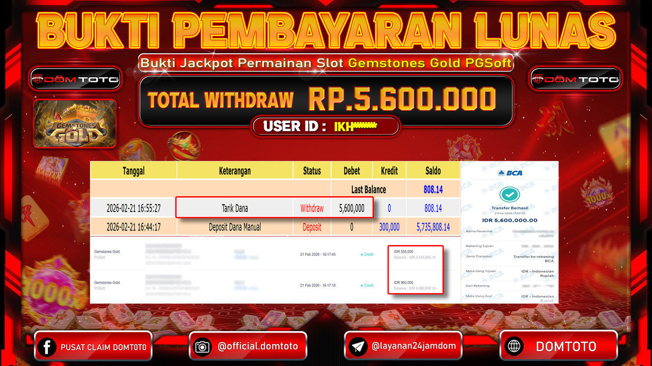 JACKPOT SLOT Gemstones Gold PGSoft 21 FEBRUARI 2026