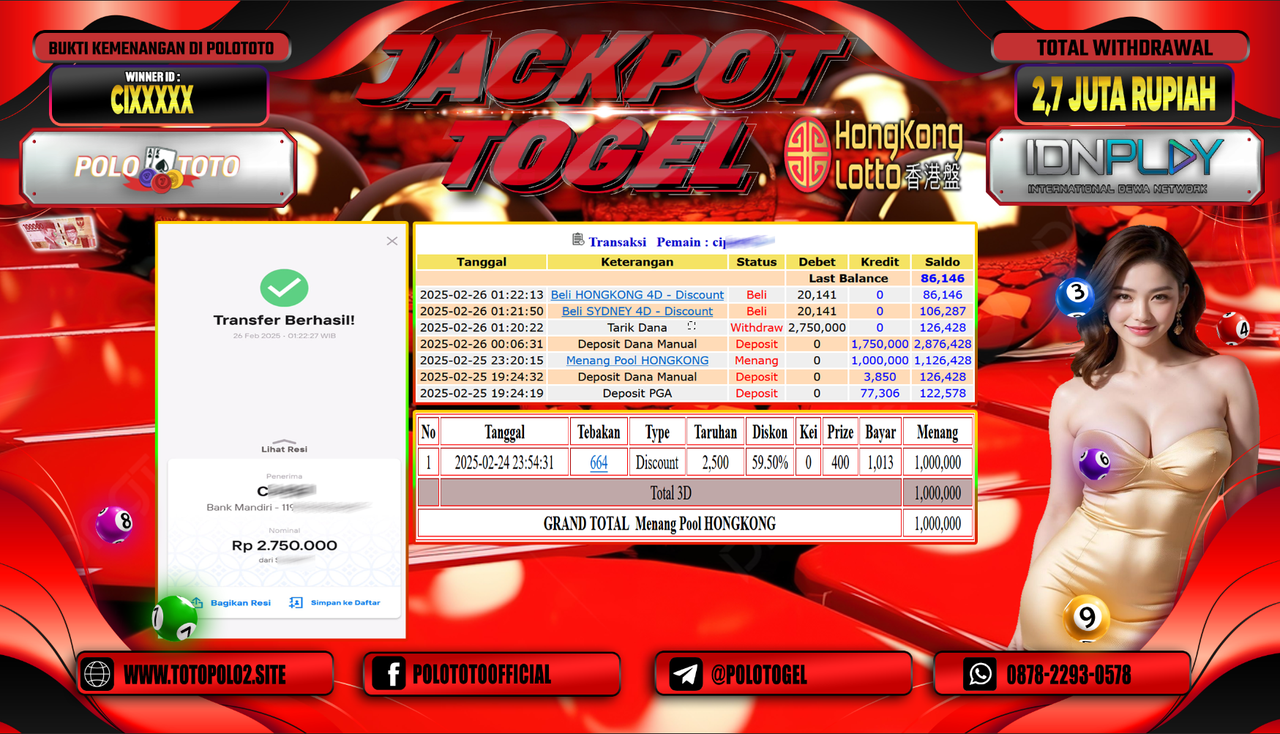 POLOTOTO JACKPOT TOGEL HONGKONG LOTTO Rp.2.750.000,-