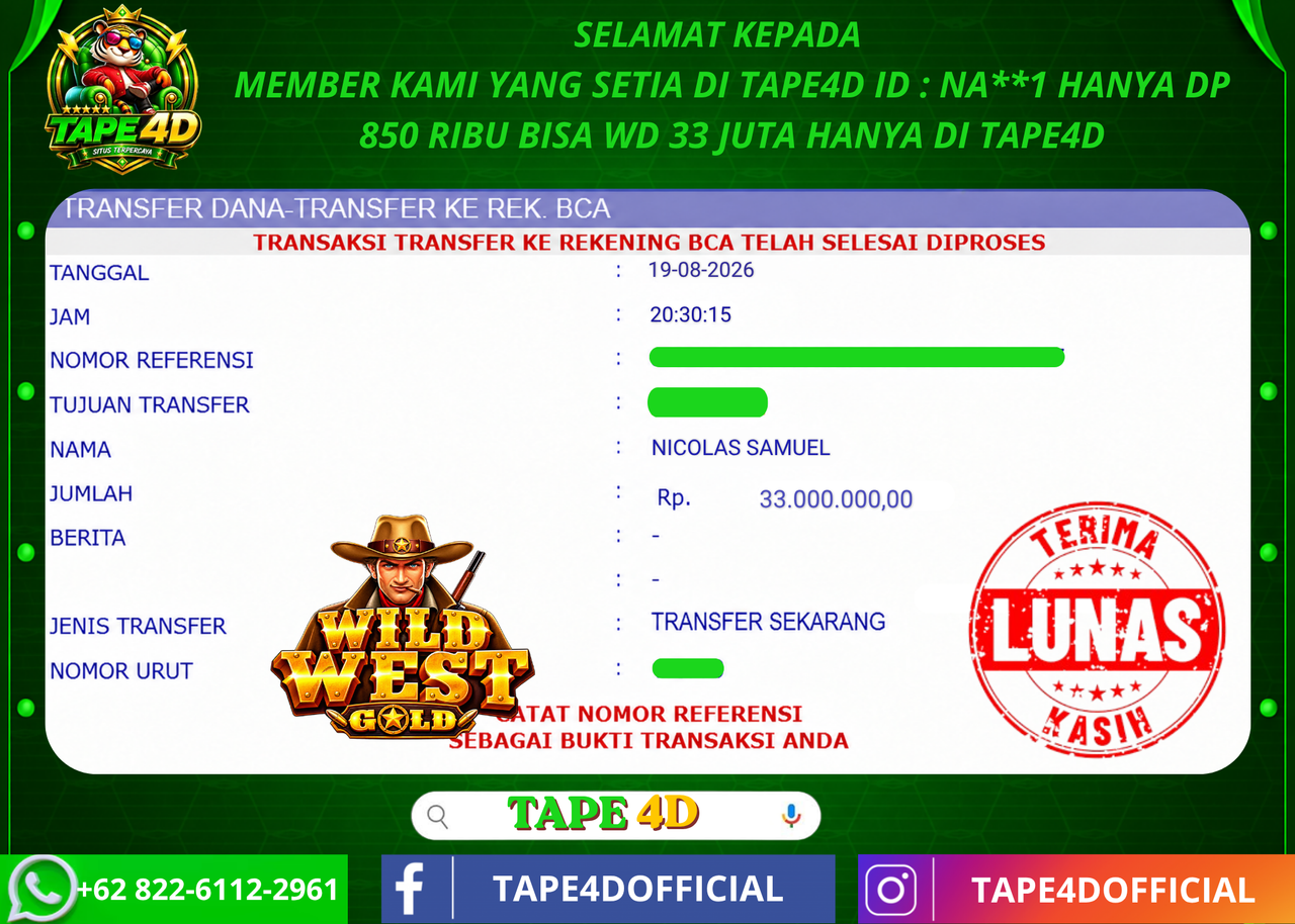 TAPE4D WILD WEST GOLD PRAGMATIC PLAY 33.000.000-LUNAS
