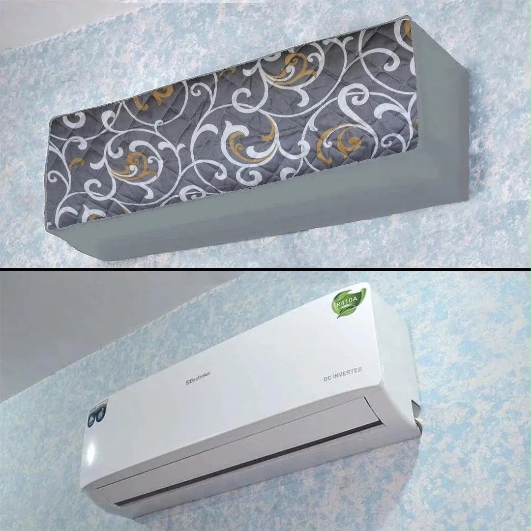 Premium Quilted Indoor Air Conditioner Dust Protector Cover - Grey - Home & Living Luxury Pakistani Collection