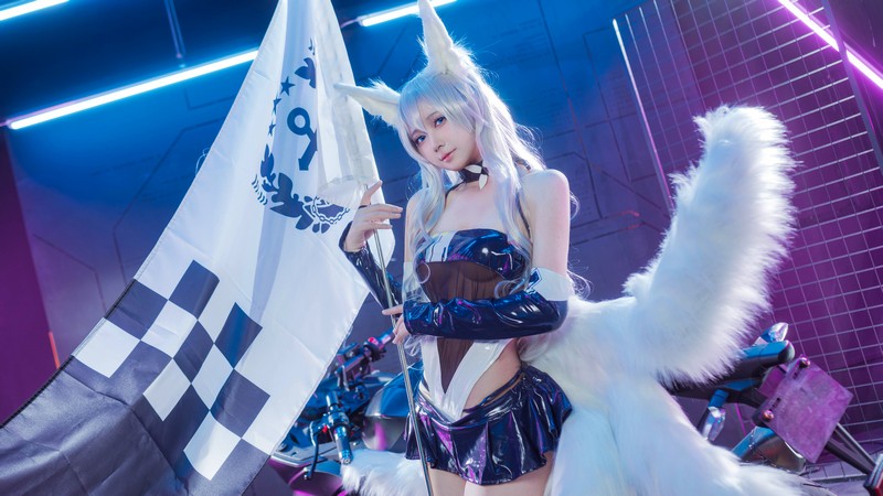 艾西Aiwest 碧蓝航线巴尔的摩&信浓赛车女郎Cosplay写真图集 双人高清图集 47P (200.7M)插图6