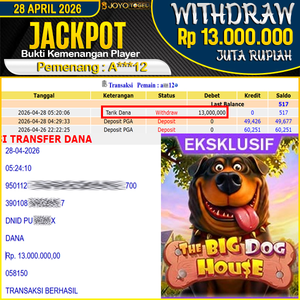 jackpot-permainan-pragmatic-play-the-big-dog-house-wd-13000000--dibayar-lunas-di-joyotogel