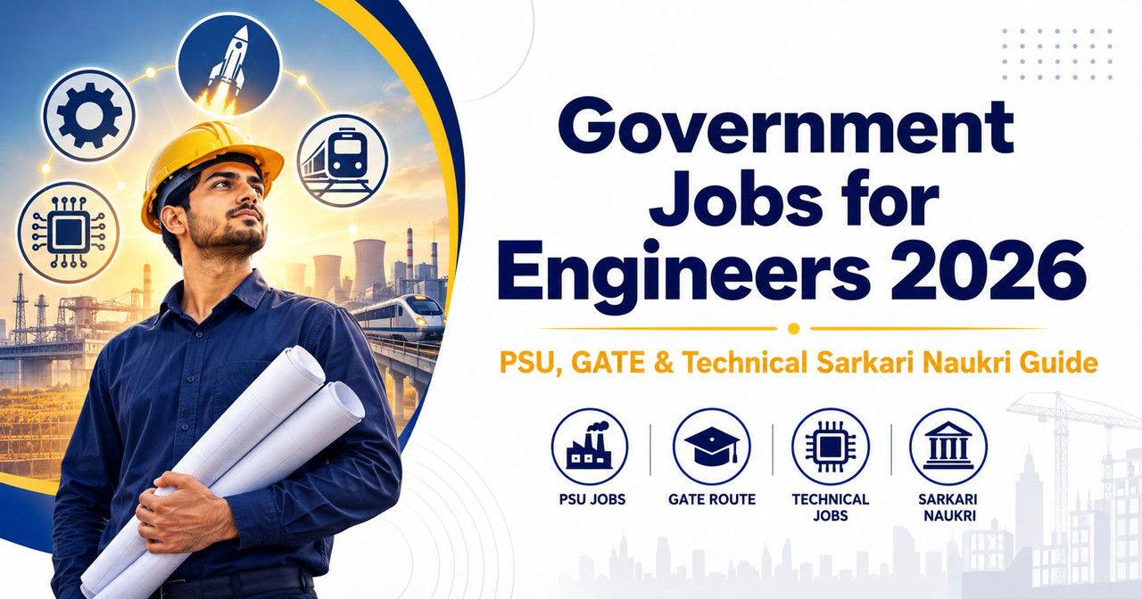 Government jobs for engineers 2026 PSU GATE technical career options illustration