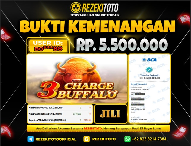 BUKTI KEMENANGAN 11 SEPTEMBER 2025 3 CHARGE BUFFALO 5 JUTA 
