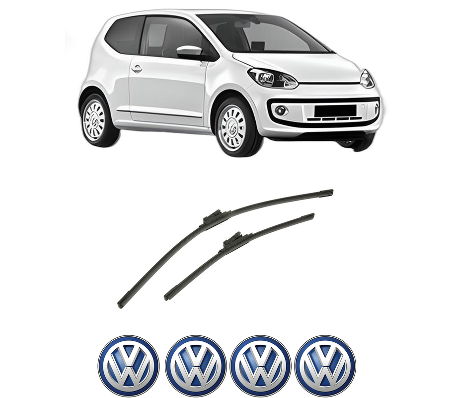 Set stergatoare auto Volkswagen UP! (121, 122, BL1, BL2, BL3, 123) din 2011-2023, pentru parbriz auto, 2 bucati, Bosch Aerotwin, din cauciuc siliconat rezistent, 4 Stickere Auto Volkswagen