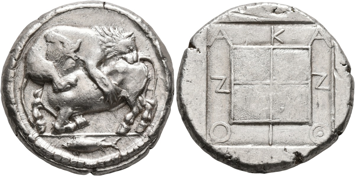 Tetradracma ático. Akanthos (Acanto, Actual Ierissos. Grecia). Año: 470-430 a.C. Misma-antigua-coleccion-que-el-mio-2