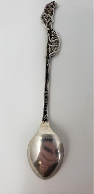 Sterling Souvenir Spoon Left Facing Bear Makers Mark Unknown 1
