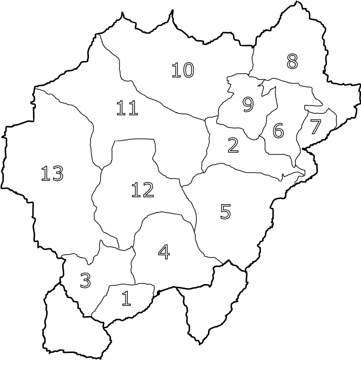 Carte des régions administratives concernant la province d'Einojuhani.