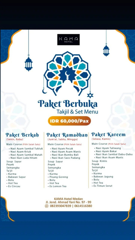 KAMA Hotel, hotel di Medan yang punya paket bukber murah.