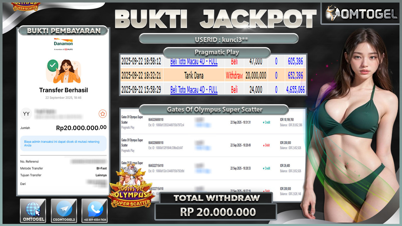 OMTOGEL JACKPOT PRAGMATIC PLAY GATES OF OLYMPUS SUPER SCATTER 20 JUTA DI BAYAR LUNAS ,-