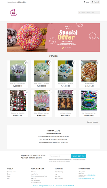 Contoh Website - Athayacake [Prestashop]