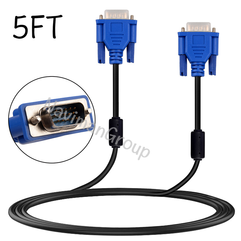 5 Feet Screwin VGA cable with 15pin male input and output VGA to