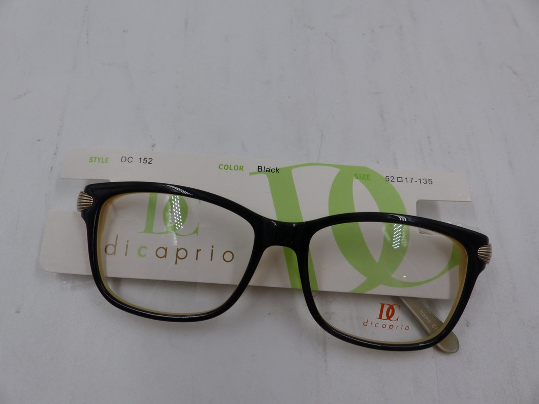 DICAPRIO DC152 UNISEX BLACK EYE GLASSES W/ SILVER DETAIL SIZE 52-17-135