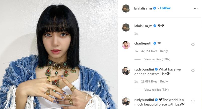 Lisa BLACKPINK dikomentari oleh Charlie Puth