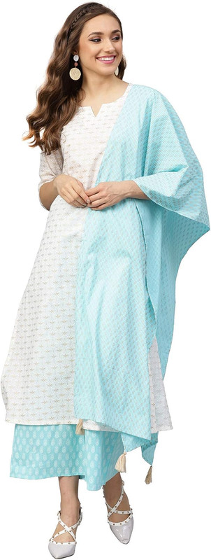 Idalia White Khadi Print Kurta Set