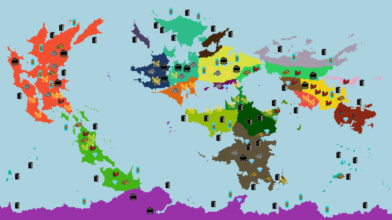 Carte des régions riches en ressources du globe