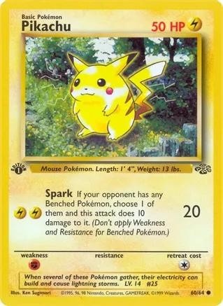 1999 Jungle 1st Edition Pikachu graded card
