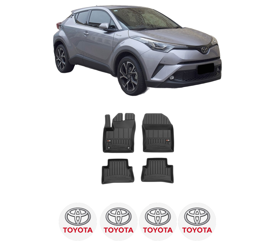 Set covorase presuri TOYOTA C-HR VAN (_X1_) din 2016, auto, din cauciuc thermoplastic, 4 Stickere auto cu TOYOTA